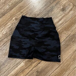 Bombshell Sportswear Black & blue Camo High-Waist Shorts